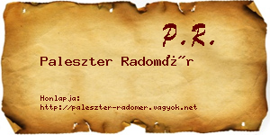 Paleszter Radomér névjegykártya